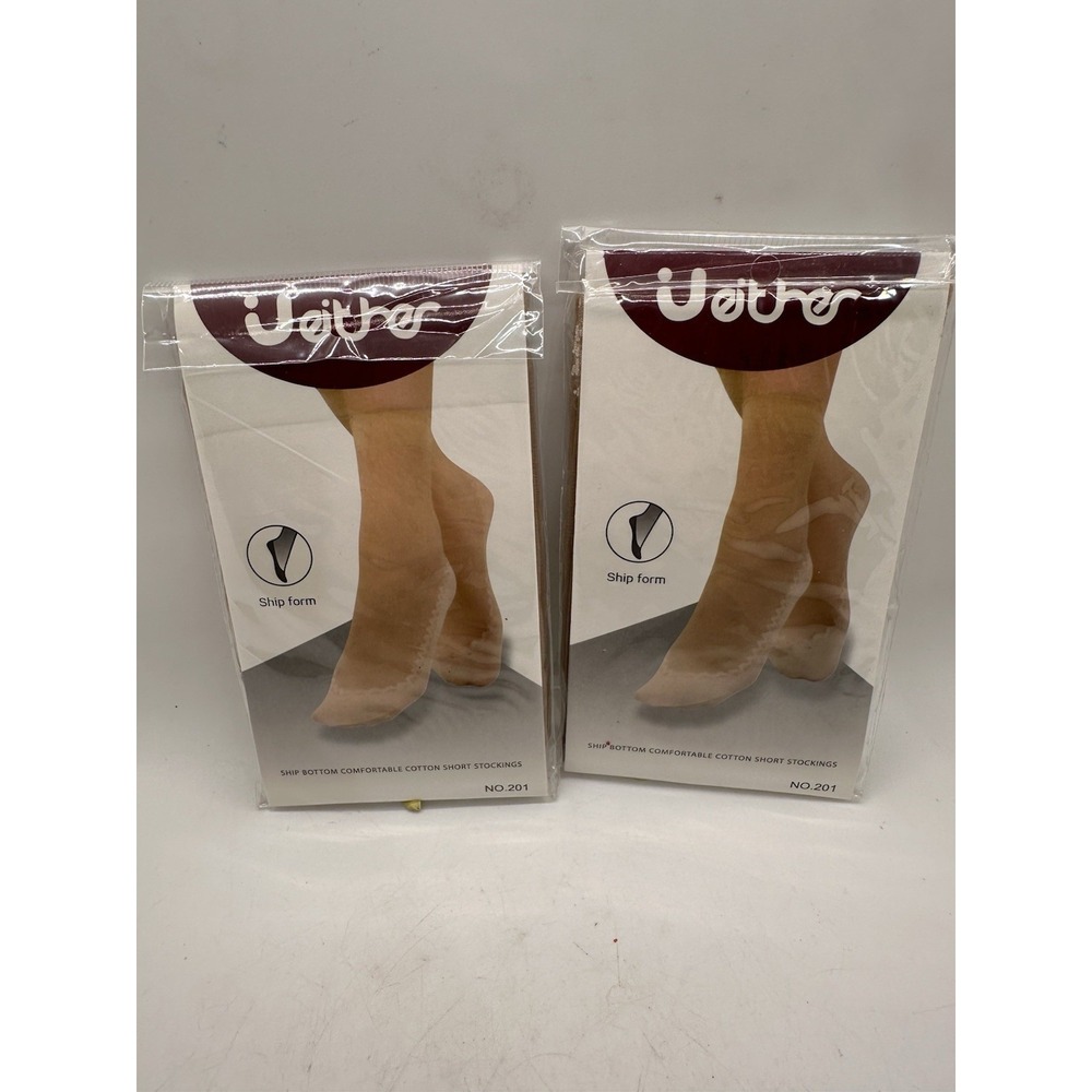 Ueither Cotton Short Stockings No 201 Beige Size 22-24cm New Sealed Lot of 2